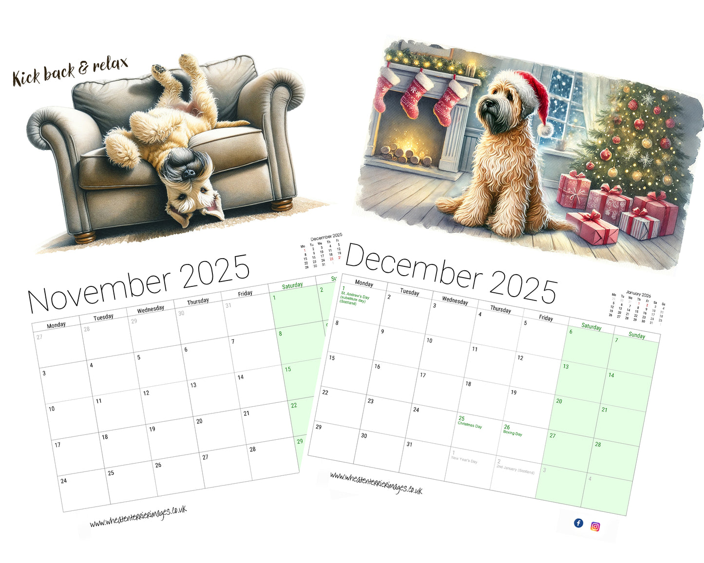 Soft Coated Wheaten Terrier Calendar 2025