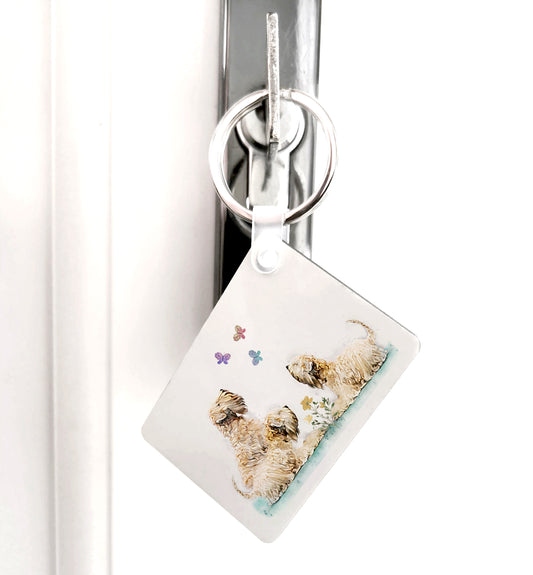 Wheatens & Butterflies Keyring