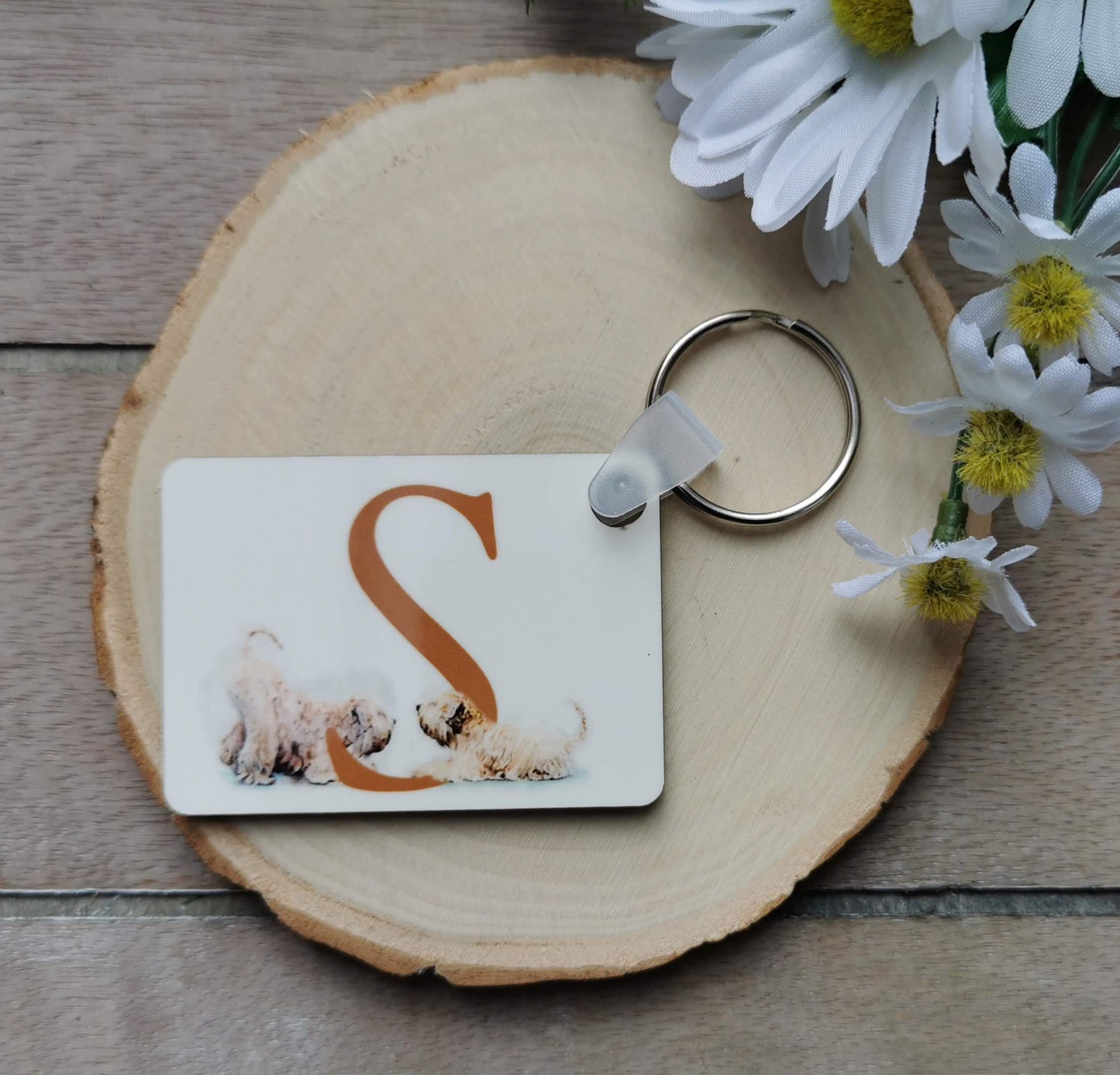 Wheaten Terrier Personalised Letter Keyring