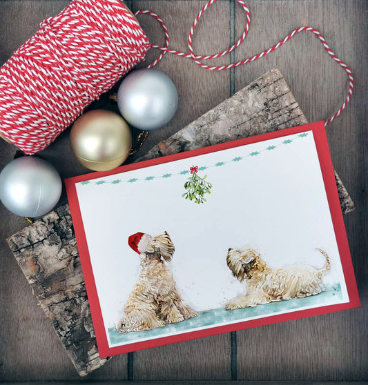 Mistletoe Wheaten Card