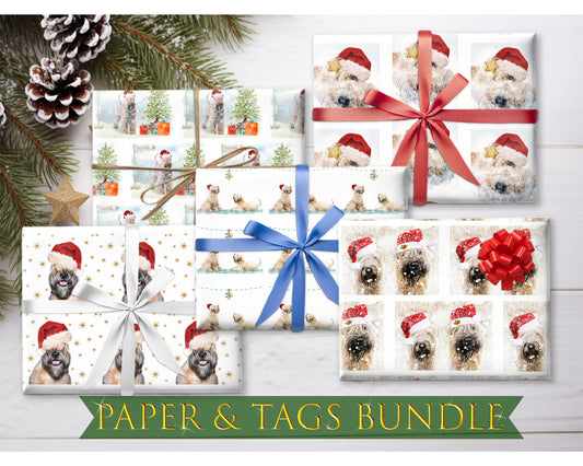 soft coated wheaten terrier christmas paper bundle