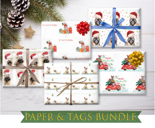 soft coated wheaten terrier christmas paper bundle