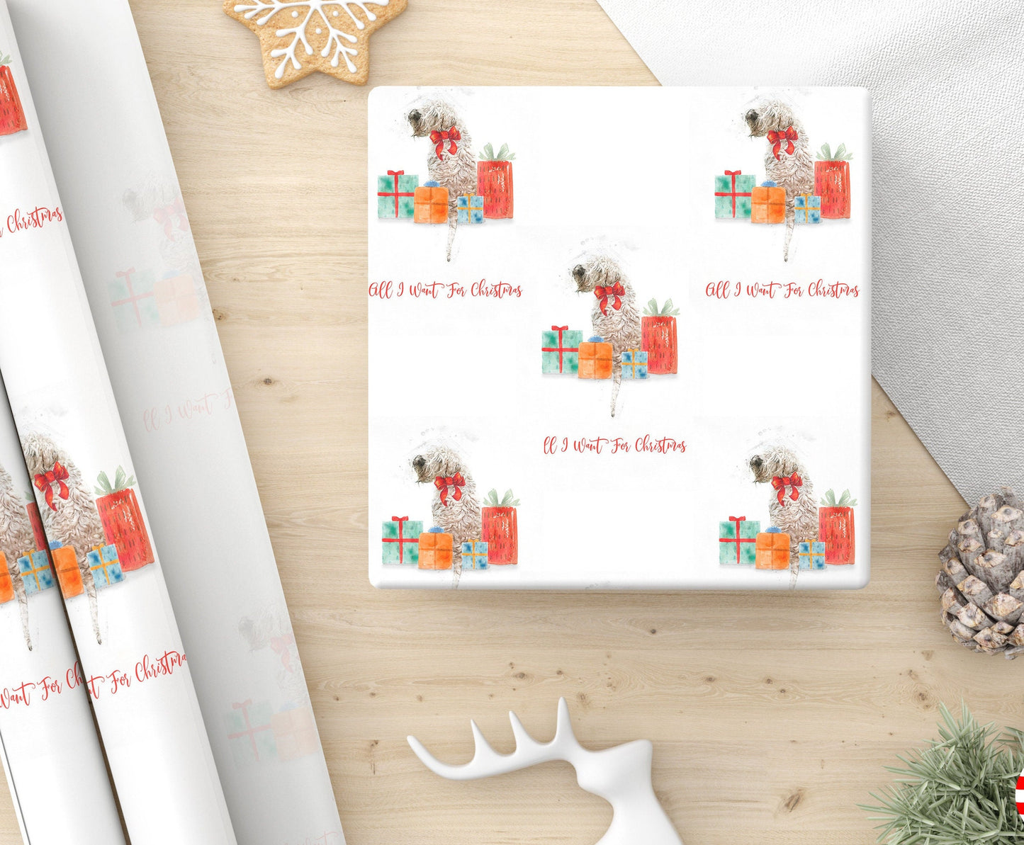 Soft Coated Wheaten Terrier Christmas Paper & Tag