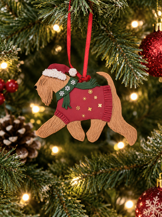 Festive Wheaten Terrier Christmas Decoration